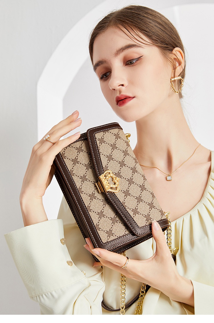 women 2025 Shoulder Bag Monogram Pattern Canvas with Crown Detail